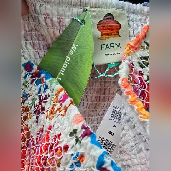 New FARM Rio Womens Spring Bananas Smocked Mini Skirt Floral Pom PomTrim Size M - Picture 11 of 11